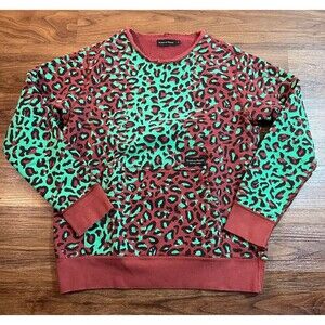 Raised by Wolves Sweater Lepoard Camo Long Sleeve Sweatshirt Men's M Green Multi